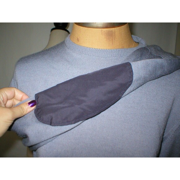 NWT Womens M Designer Sweater Lo not Equal Wool Purple Italy New Elbow Patches - Picture 1 of 11